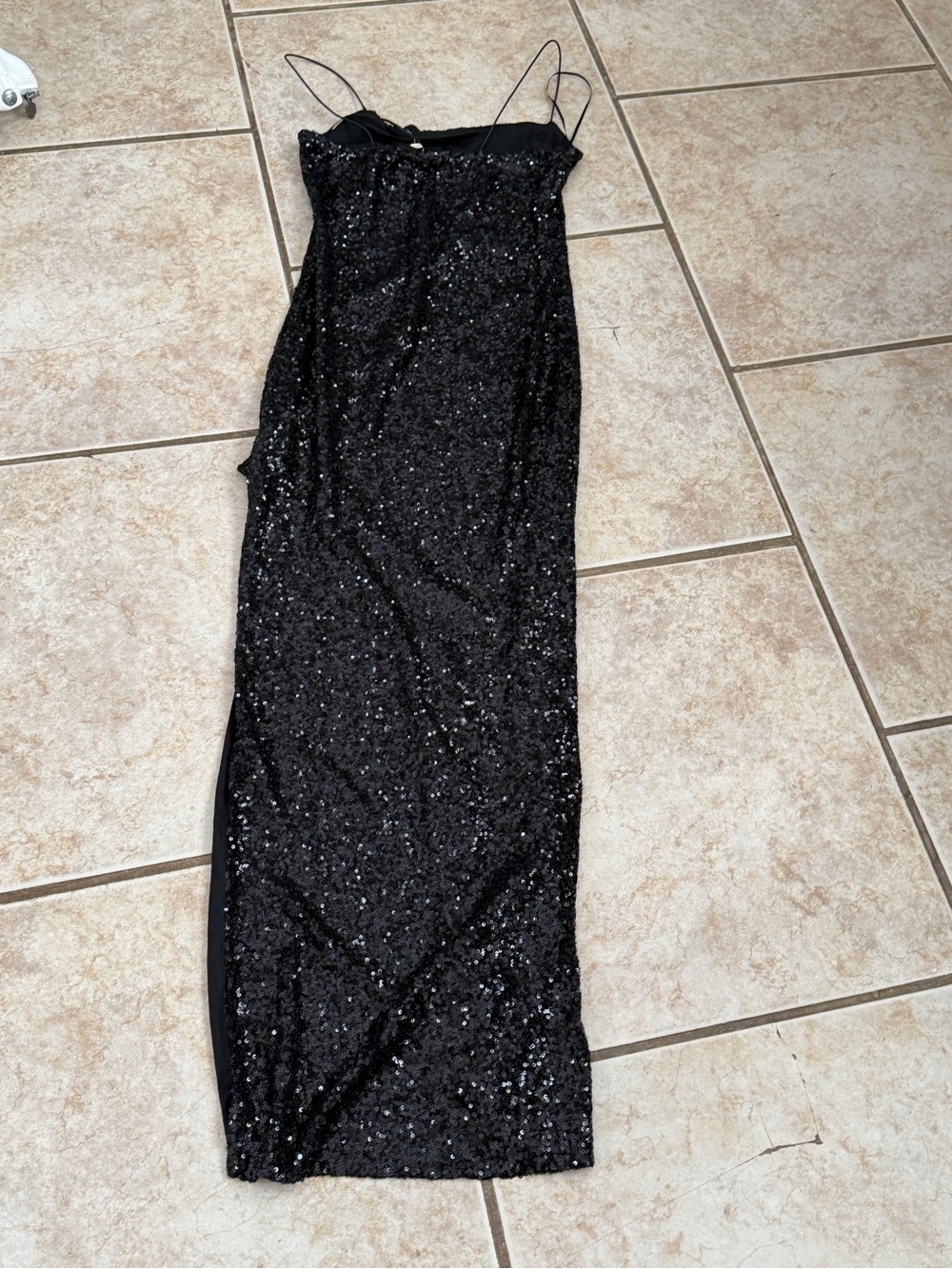 NWT Thirty Thirty Black Sequin Spaghetti Strap Maxi Dress
